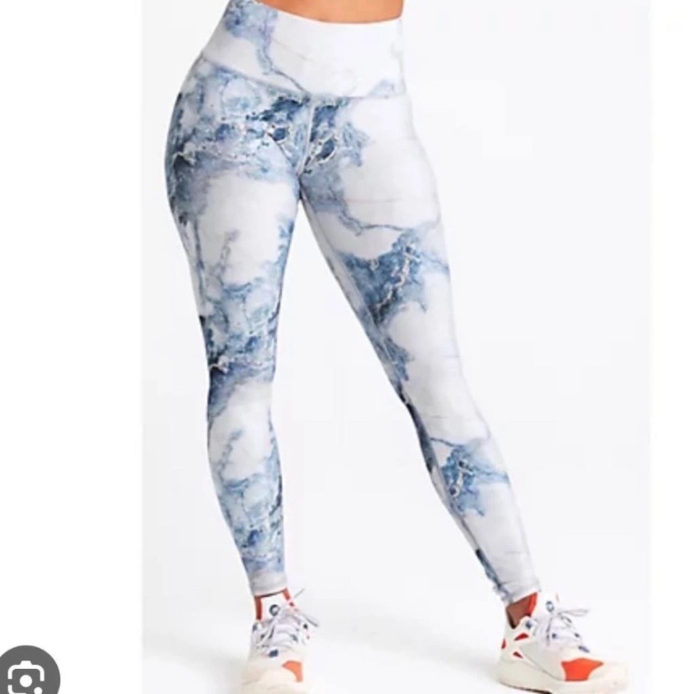 TEREZ Women's Blue Marble Duoknit Leggings